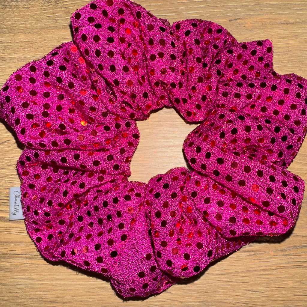 Pink Sequin Scrunchie